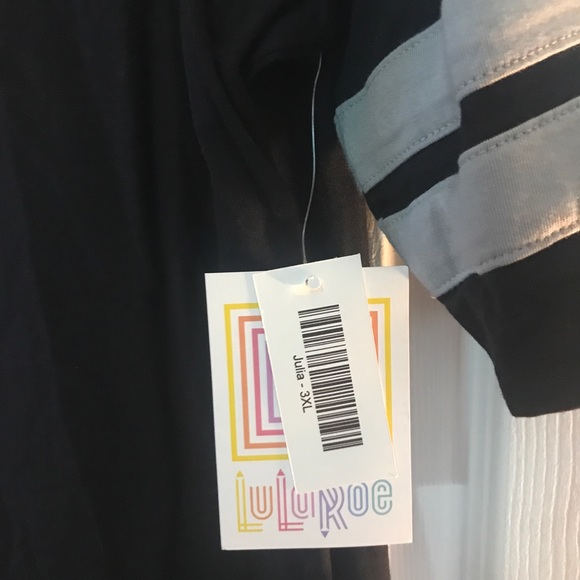 NWT Black with Gray Stripe Lularoe Julia Dress - Picture 4 of 4